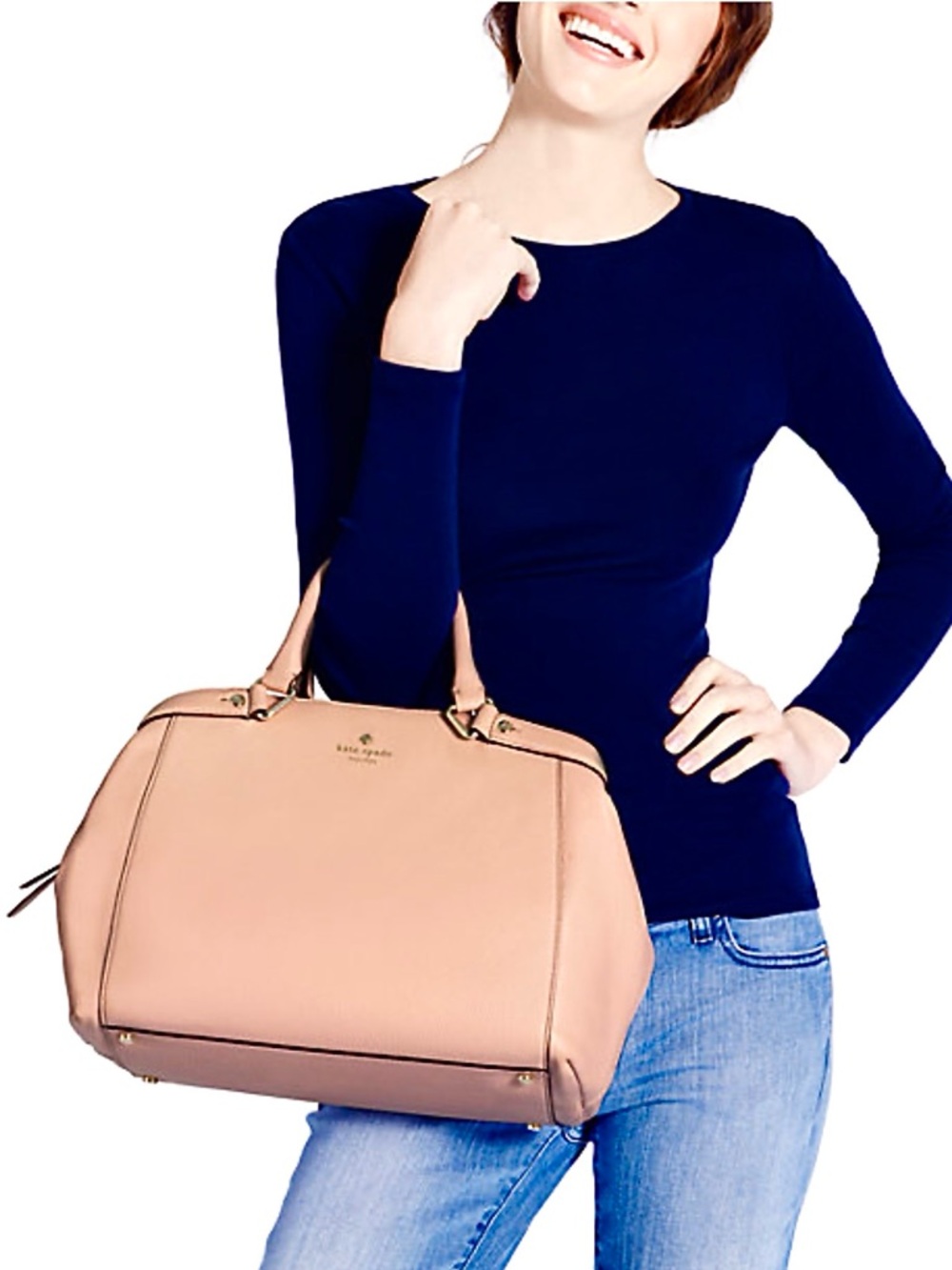 Kate Spade Hamilton Heights Crossbody Satchel Pink Gold Logo Hardware EUC